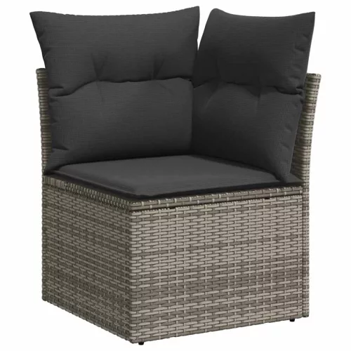  7 részes szürke polyrattan kerti ülőgarnitúra párnákkal