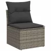  7 részes szürke polyrattan kerti ülőgarnitúra párnákkal