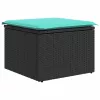  7 részes fekete polyrattan kerti ülőgarnitúra párnával