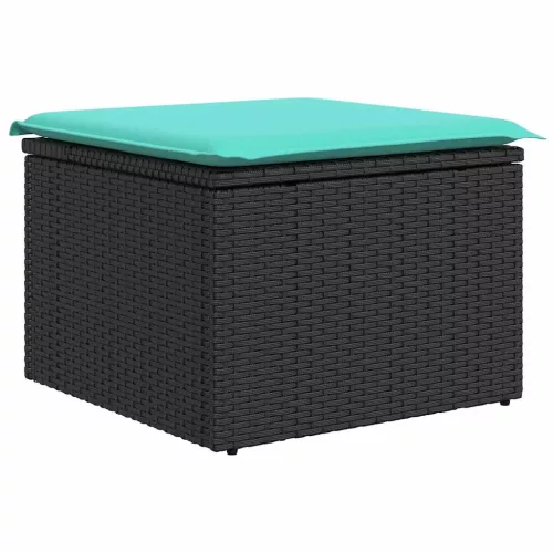  7 részes fekete polyrattan kerti ülőgarnitúra párnával