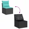  7 részes fekete polyrattan kerti ülőgarnitúra párnával