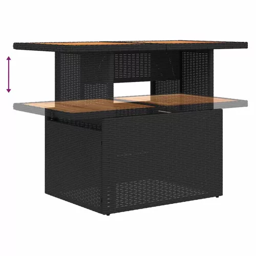  7 részes fekete polyrattan kerti ülőgarnitúra párnával