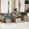  8 részes bézs polyrattan kerti ülőgarnitúra párnával