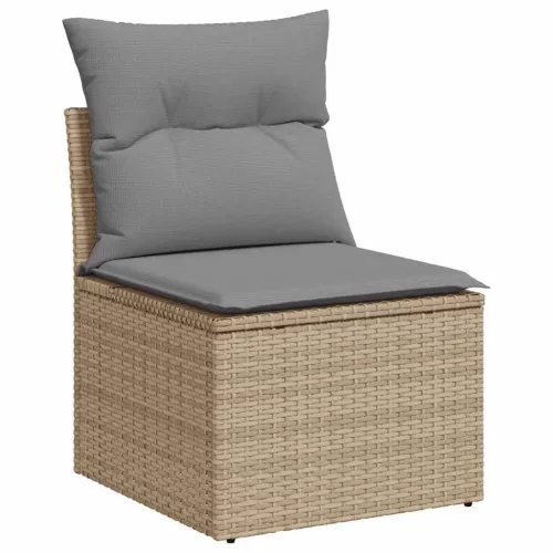  8 részes bézs polyrattan kerti ülőgarnitúra párnával