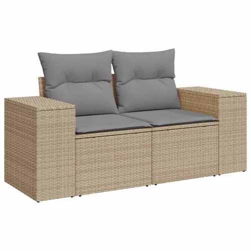  8 részes bézs polyrattan kerti ülőgarnitúra párnával