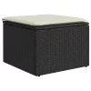  9 részes fekete polyrattan akácfa kerti ülőgarnitúra párnákkal