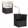  9 részes fekete polyrattan akácfa kerti ülőgarnitúra párnákkal