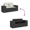  9 részes fekete polyrattan akácfa kerti ülőgarnitúra párnákkal