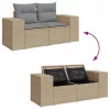  10 részes bézs polyrattan akácfa kerti ülőgarnitúra párnával