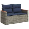  7 részes szürke polyrattan kerti ülőgarnitúra párnákkal