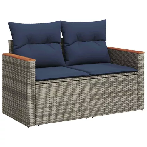  7 részes szürke polyrattan kerti ülőgarnitúra párnákkal