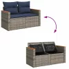  7 részes szürke polyrattan kerti ülőgarnitúra párnákkal