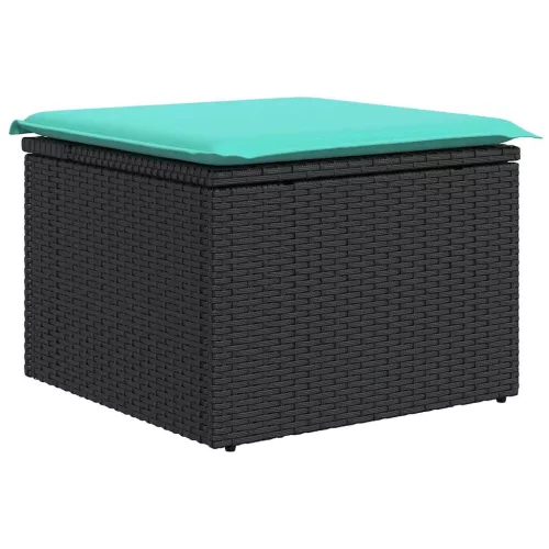  6 részes fekete polyrattan kerti ülőgarnitúra párnákkal
