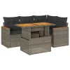 5 részes szürke polyrattan akácfa kerti ülőgarnitúra párnákkal