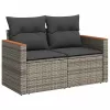  5 részes szürke polyrattan akácfa kerti ülőgarnitúra párnákkal