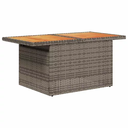  5 részes szürke polyrattan akácfa kerti ülőgarnitúra párnákkal