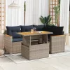 5 részes szürke polyrattan kerti ülőgarnitúra párnákkal