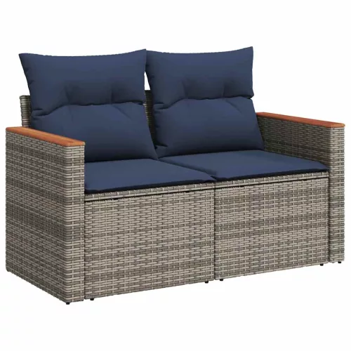  5 részes szürke polyrattan kerti ülőgarnitúra párnákkal