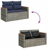  5 részes szürke polyrattan kerti ülőgarnitúra párnákkal