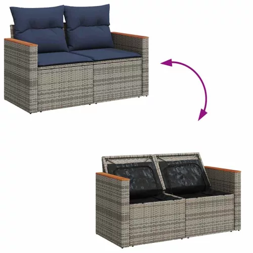  5 részes szürke polyrattan kerti ülőgarnitúra párnákkal