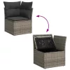  7 részes szürke polyrattan akácfa kerti ülőgarnitúra párnákkal