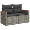  10 részes szürke polyrattan akácfa kerti ülőgarnitúra párnákkal