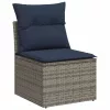  6 részes szürke polyrattan kerti ülőgarnitúra párnákkal