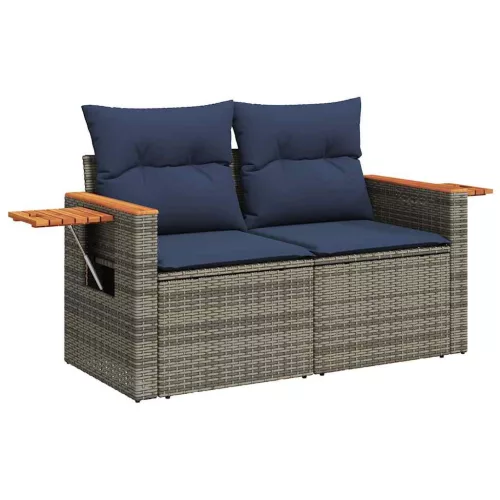  6 részes szürke polyrattan kerti ülőgarnitúra párnákkal