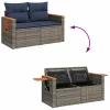  6 részes szürke polyrattan kerti ülőgarnitúra párnákkal