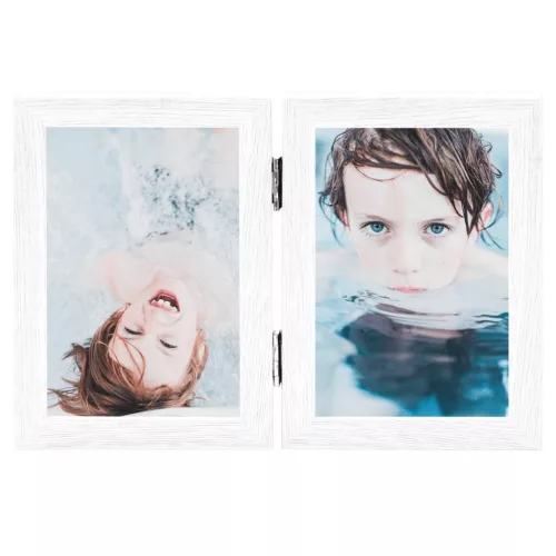  fehér kétszárnyas fényképkeretszett 2 x (13 x 15 cm)