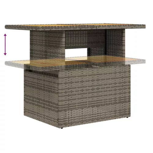  8 részes szürke polyrattan akácfa kerti ülőgarnitúra párnákkal