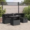  6 részes fekete polyrattan kerti ülőgarnitúra párnákkal