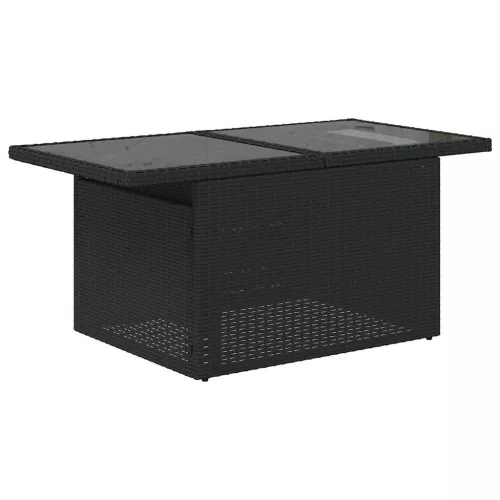  8 részes fekete polyrattan kerti ülőgarnitúra párnákkal