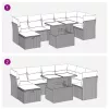  8 részes fekete polyrattan kerti ülőgarnitúra párnákkal