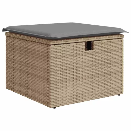  9 részes bézs polyrattan kerti ülőgarnitúra párnákkal
