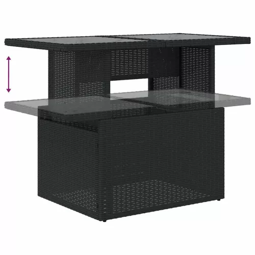  6 részes fekete polyrattan kerti ülőgarnitúra párnákkal