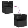  8 részes fekete polyrattan kerti ülőgarnitúra párnákkal