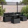  6 részes fekete polyrattan kerti ülőgarnitúra párnákkal
