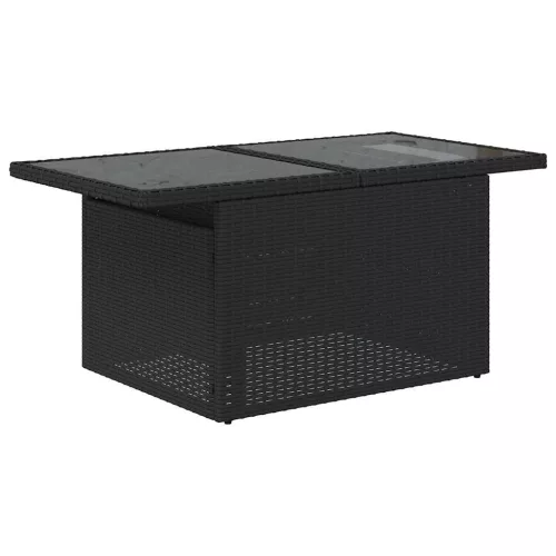  6 részes fekete polyrattan kerti ülőgarnitúra párnákkal