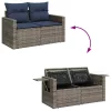  8 részes barna polyrattan akácfa kerti ülőgarnitúra párnákkal