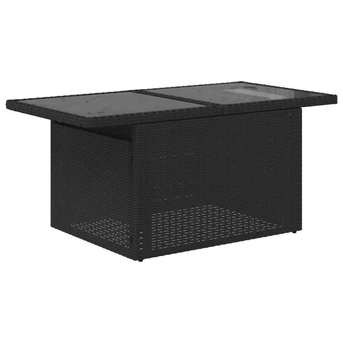  9 részes fekete polyrattan kerti ülőgarnitúra párnákkal