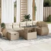  8 részes bézs polyrattan kerti ülőgarnitúra párnával
