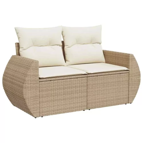  8 részes bézs polyrattan kerti ülőgarnitúra párnával