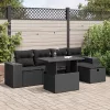  6 részes fekete polyrattan kerti ülőgarnitúra párnákkal