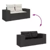  8 részes fekete polyrattan kerti ülőgarnitúra párnákkal