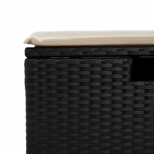  8 részes fekete polyrattan kerti ülőgarnitúra párnákkal