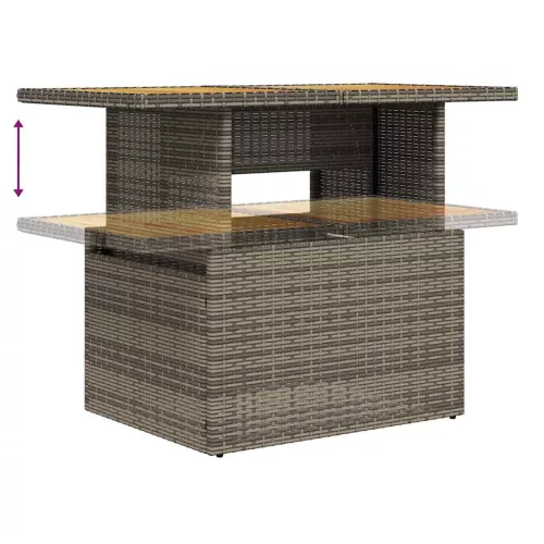  6 részes szürke polyrattan akácfa kerti ülőgarnitúra párnákkal