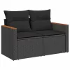  6 részes fekete polyrattan kerti ülőgarnitúra párnákkal