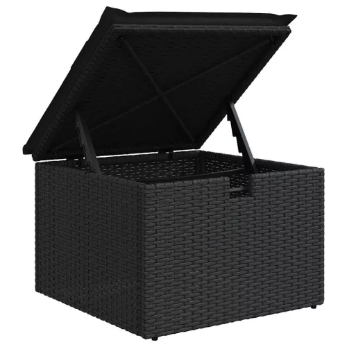  6 részes fekete polyrattan kerti ülőgarnitúra párnákkal
