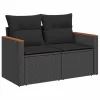  8 részes fekete polyrattan kerti ülőgarnitúra párnákkal